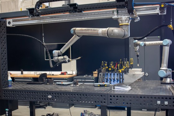 The cobot welding demonstration area at ESCCO in Hereford